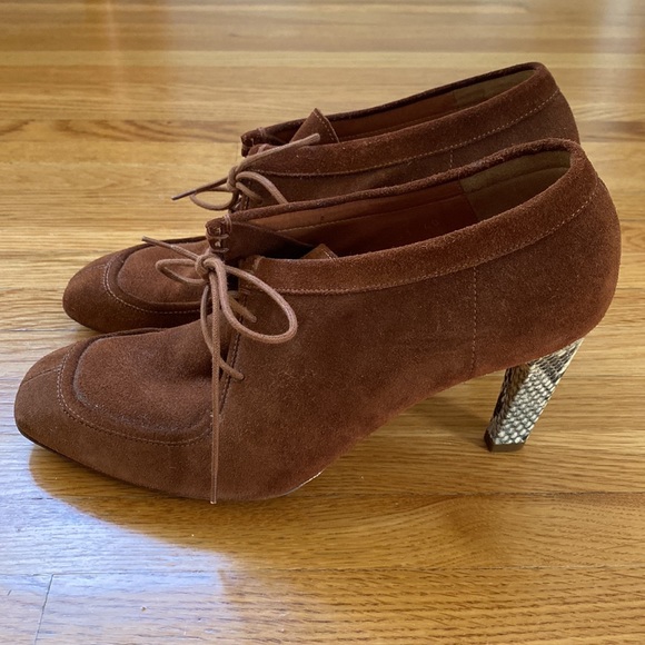 Dries Van Noten Brown Suede and Snakeskin Heel Shoe Boots - Very Chic! Size 40 - Picture 5 of 8